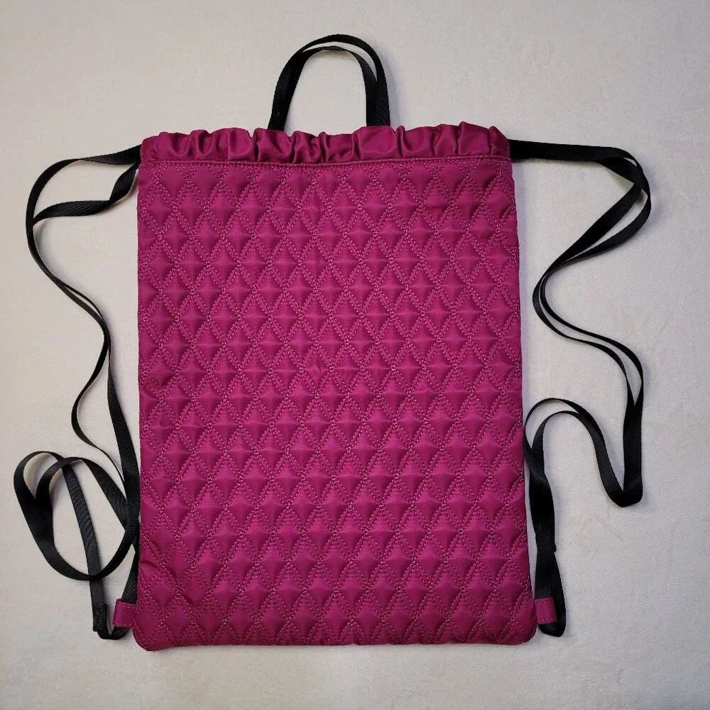 Fabletics - Raspberry, Quilted, Drawstring Backpack/Cinch Sack/Gym Bag EUC - Picture 2 of 10